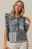 BiBi American Flag Washed Denim Jacket