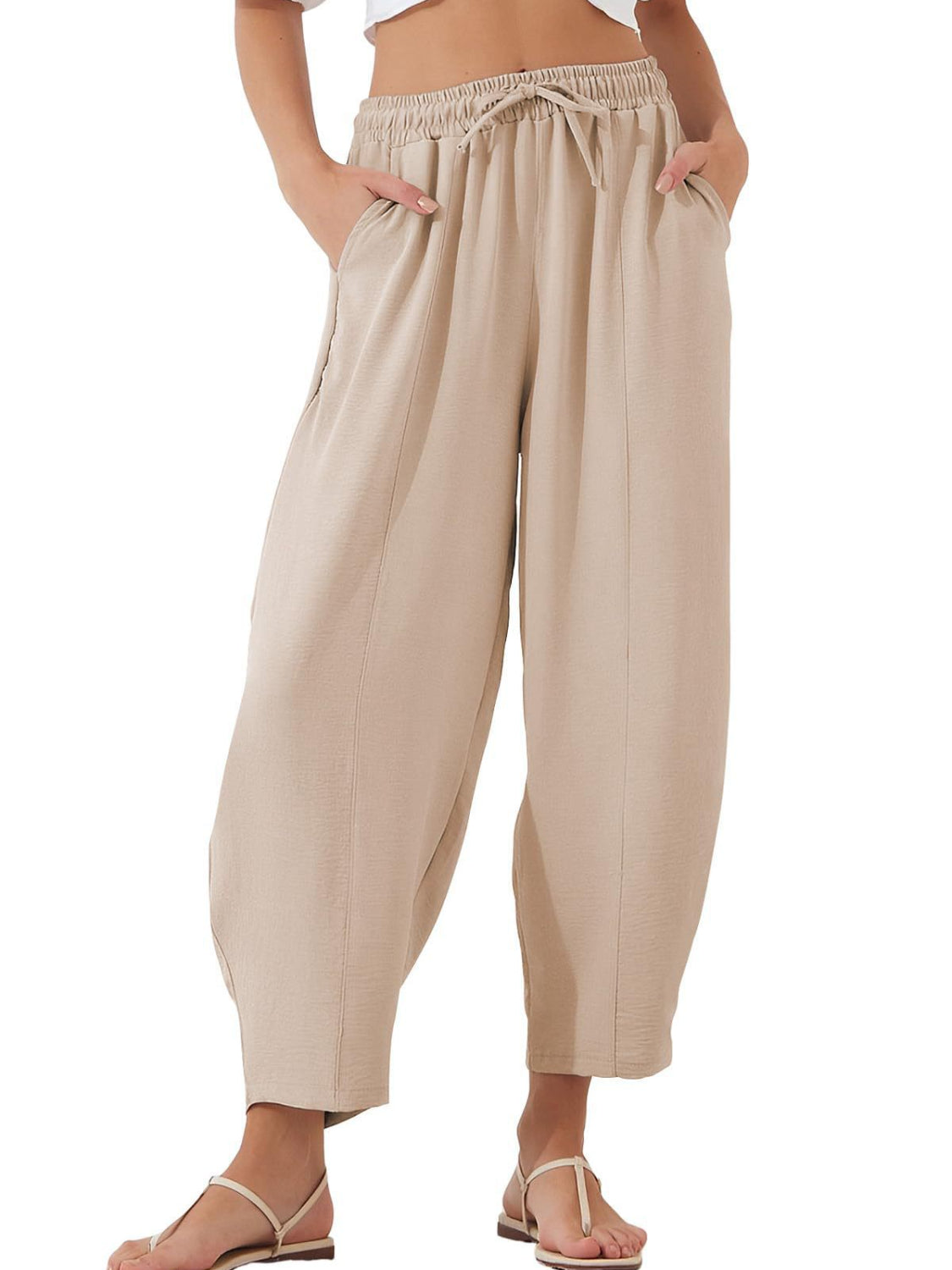 Full Size Drawtising Cropped Jogger Pants Plus Size