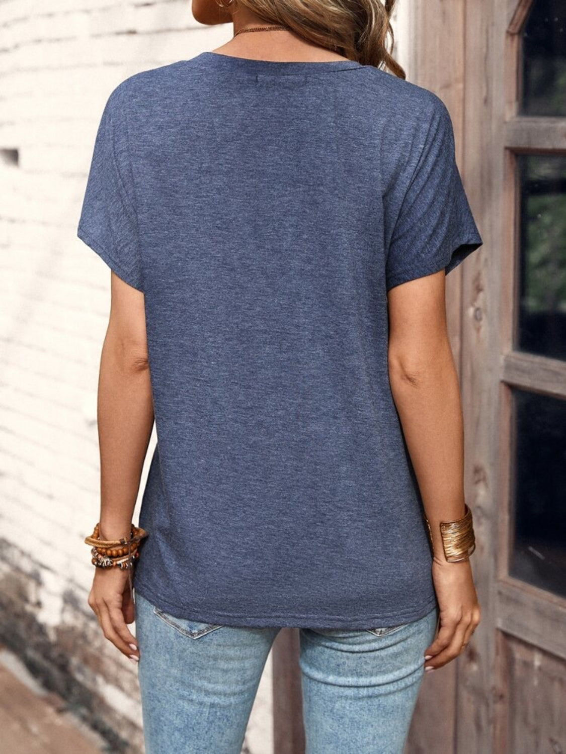 Half Button Short Sleeve Top