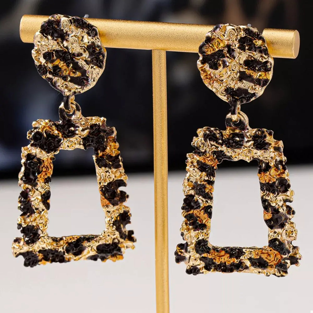 18K Gold-Plated Leopard Dangle Earrings