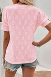 Flower Geometric Textured Short Sleeve Top