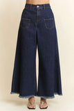 Davi & Dani Patch Pocket Wide Leg Culotte Jeans