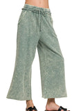 Zenana Washed French Terry Palazzo With Pockets