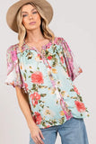 SAGE+FIG Plus Size Floral Mineral Wash French Terry Button Up Shirt