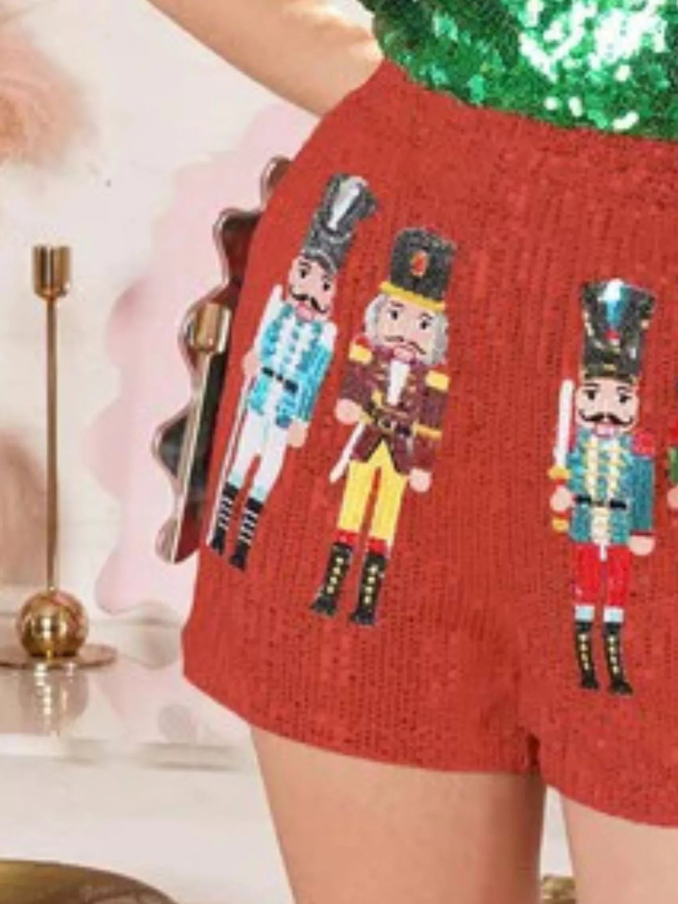 Christmas Sequined Nutcracker Shorts