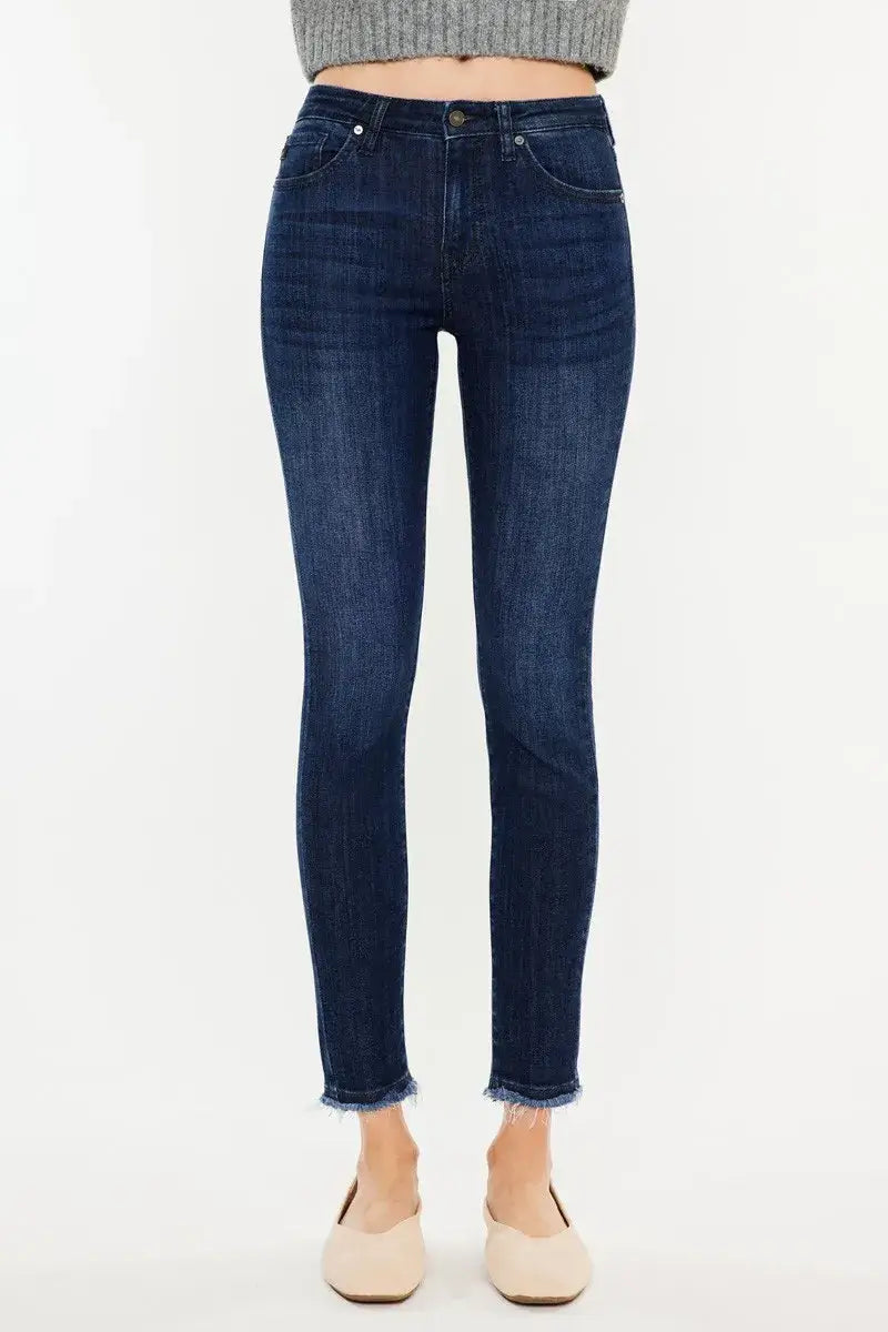Kancan High-Rise Slim Fit Raw Hem Ankle Jeans
