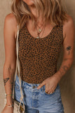 Leopard Scoop Neck Wide Strap Bodysuit