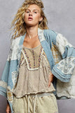 POL Floral Patches Open Front Cardigan